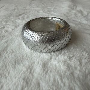 Ted Rossi NYC Snakeskin & Leather Bangle Bracelet Silver